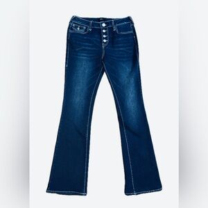 TRUE RELIGION BECCA BUTTON FRONT FLAP BOOTCUT JEANS.